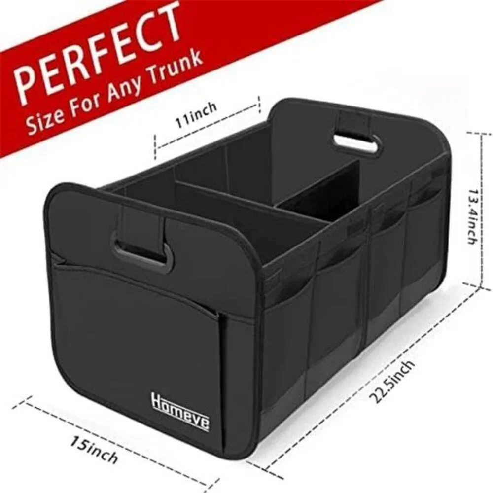 Collapsible Car Trunk Organizer Storage Box with Compartments for SUV Truck Van